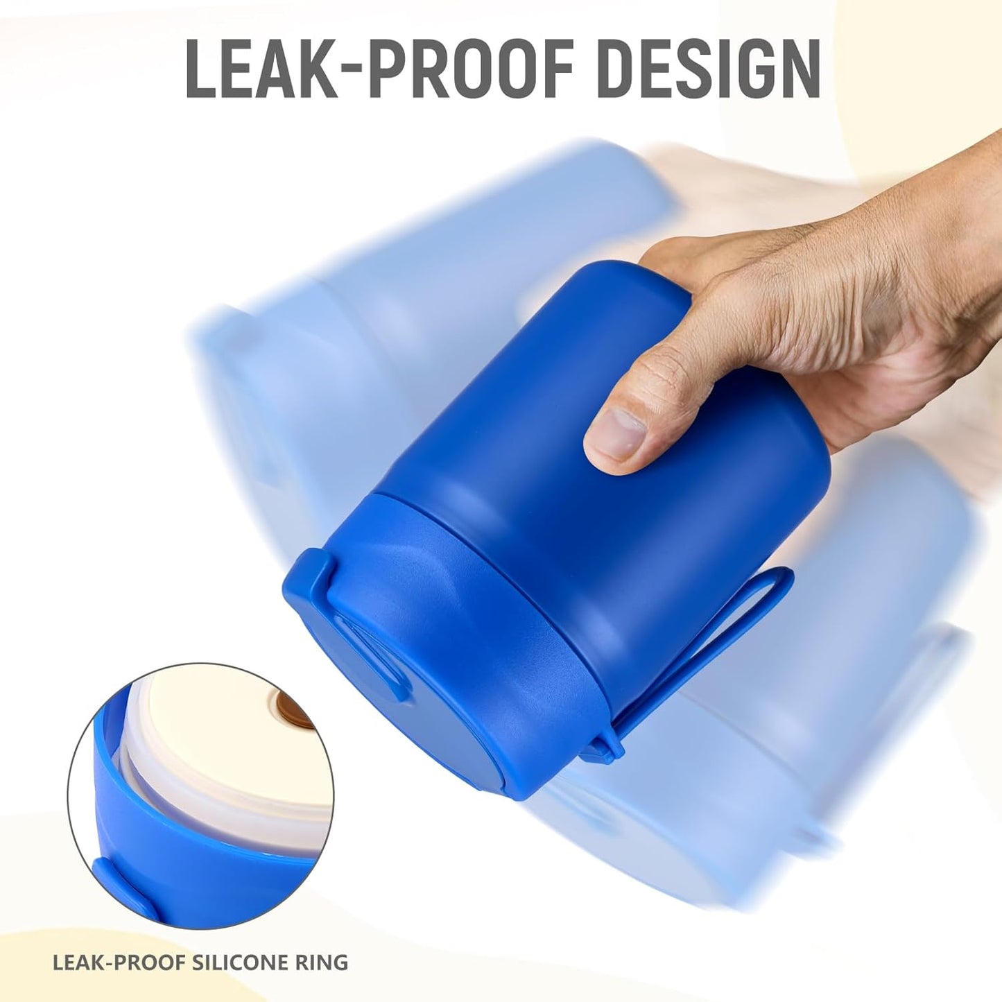 17oz Soup Thermo for Hot Food Kids Insulated Vacuum Food Jar with Stainless Steel Spoon Wide Mouth Thermo Leakproof Lunch Food Container Kids Hot Lunch Box (Blue)