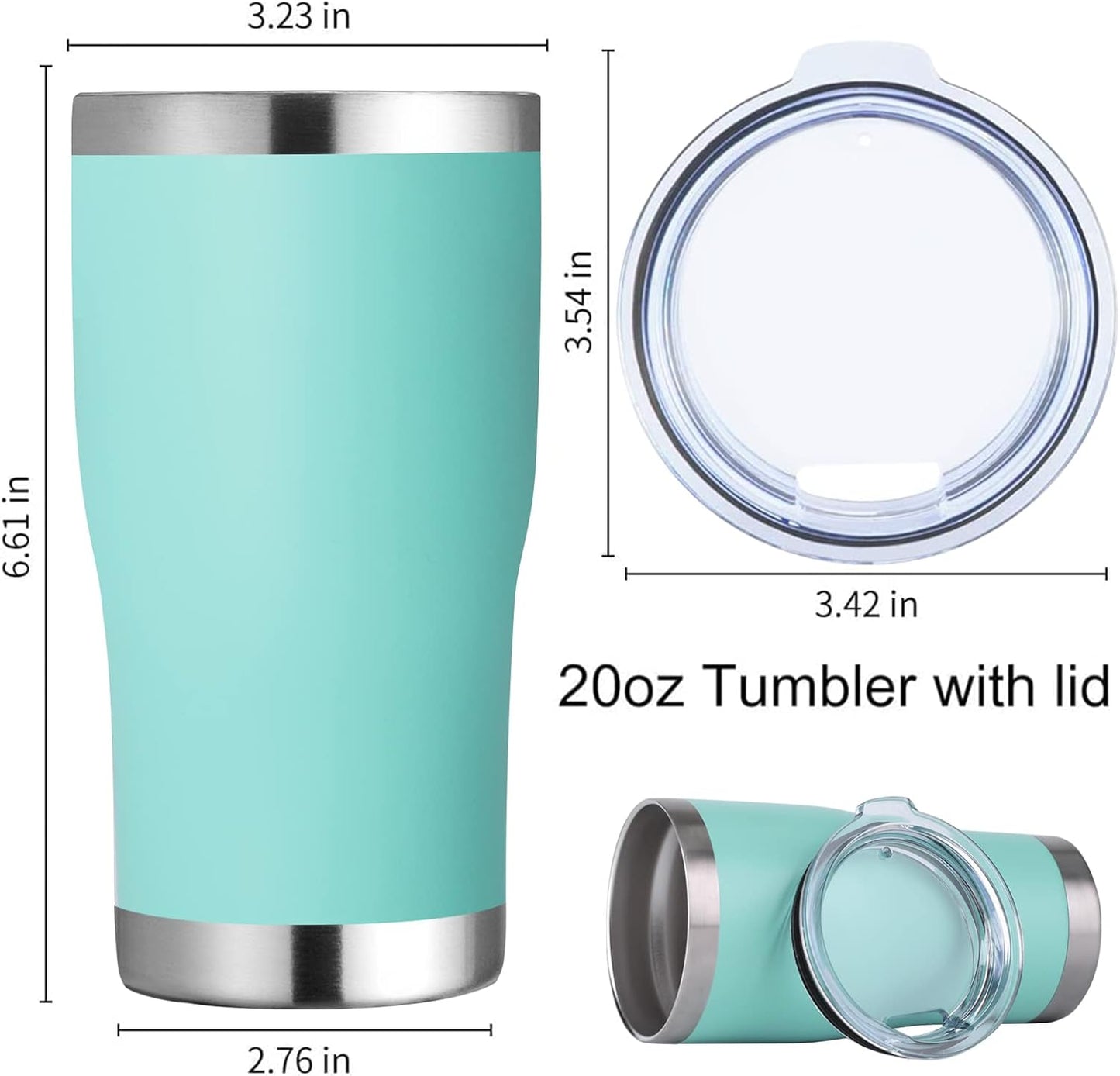 DOMICARE 20oz Tumbler with Lid Stainless Steel Tumblers Bulk, Double Wall Vacuum Insulated Coffee Travel Mug Powder Coated Tumbler, 8 Pack Light Blue