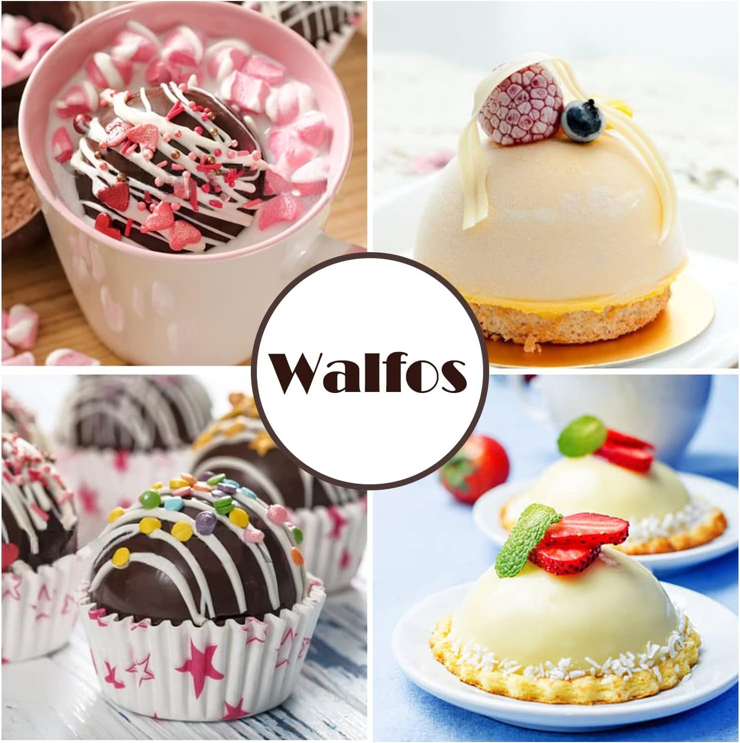 Extra Large 5-Cavity Semi Sphere Silicone Mold, 3 Packs Half Sphere Silicone Baking Molds for Making Chocolate, Cake, Jelly, Dome Mousse