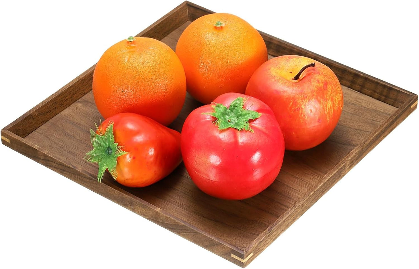 uxcell Bamboo Serving Tray, 10 x 10 Inch Square Wooden Trays Portable Serving Platters for Food Fruit, Snacks, Bread, Vanity, Weddings, Picnics, Brown (Inner Slant)