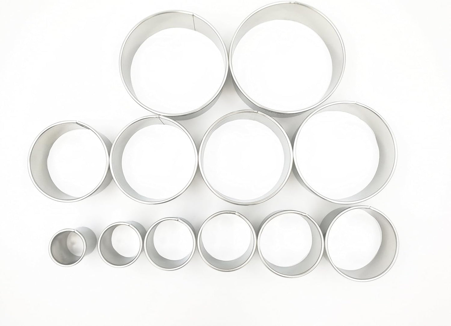 12 Piece Plain Round Pastry/Cookie Cutter Set Heavy Duty Commercial Grade 18/8 304 Stainless Steel - Metal Marked Size – Perfect For Cooking Enthusiast