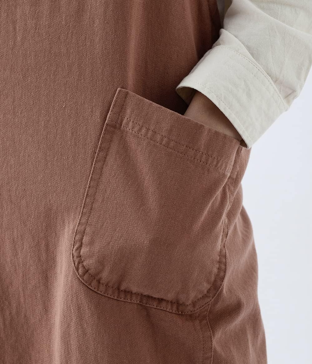 Soft Cotton Linen Apron for Women - Non-tie Cross Back Apron with Pockets, Great for Florist and Kitchen