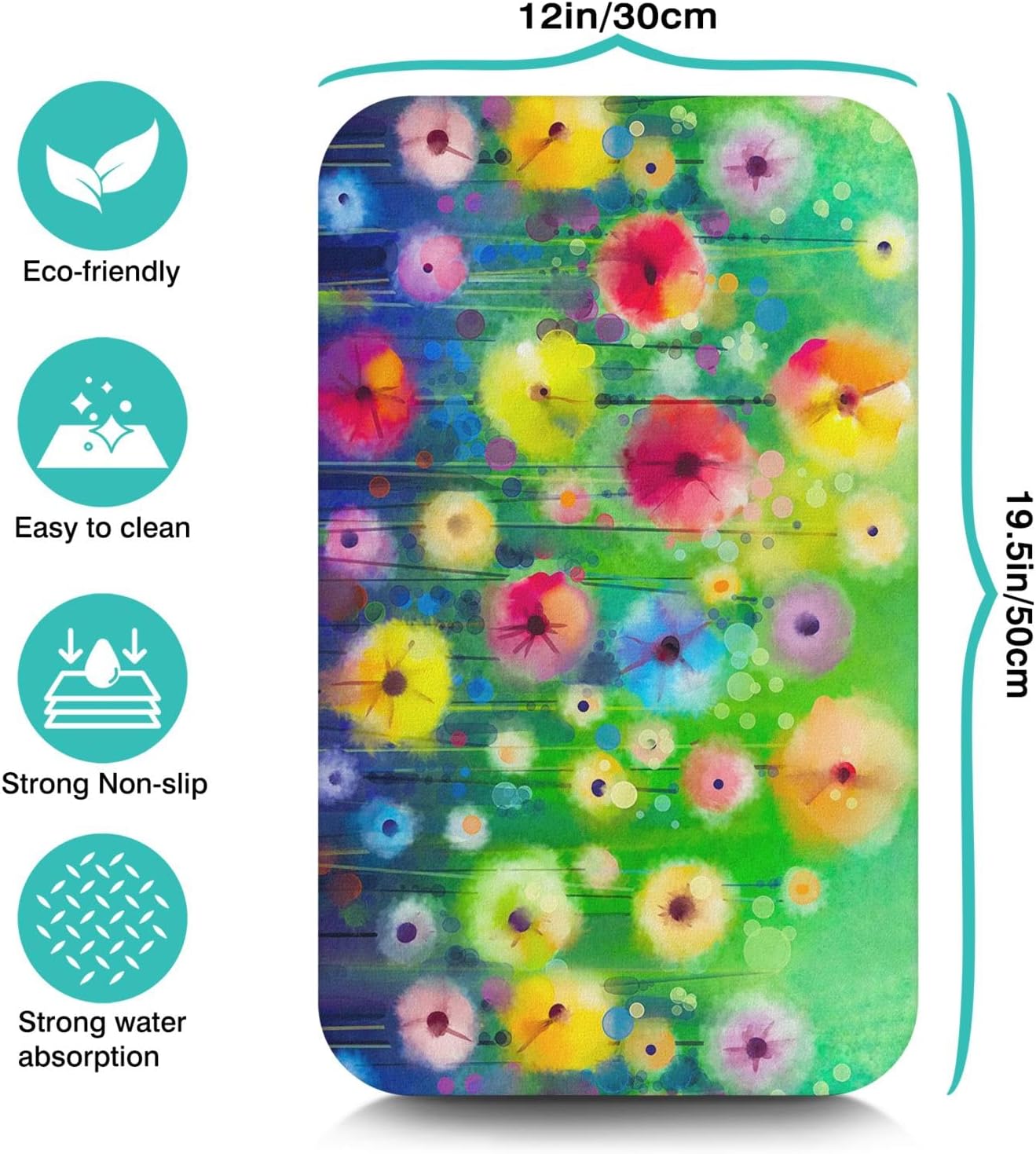 Dish Drying Mat for Kitchen Counter 20x12in Washable Quick Dish Drying Pad Rubber Backed Absorbent Draining Mat Fit Kitchen Counter,Bar,Under Sink,Dishes,Utensils,Dish Rack