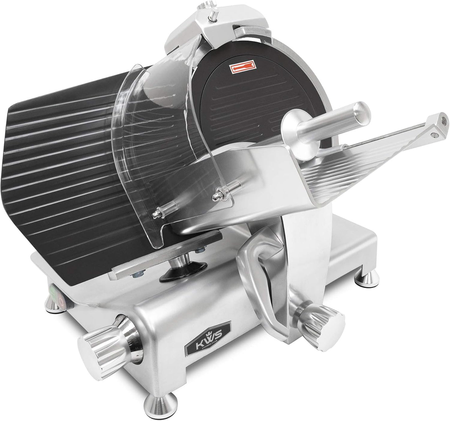 KWS MS-12ET Metal Collection Commercial 420W Electric Meat Slicer 12-Inch with Non-sticky Teflon Blade & Extended Back Space, Frozen Meat/Cheese/Food Slicer Low Noises [ ETL, NSF Certified ]