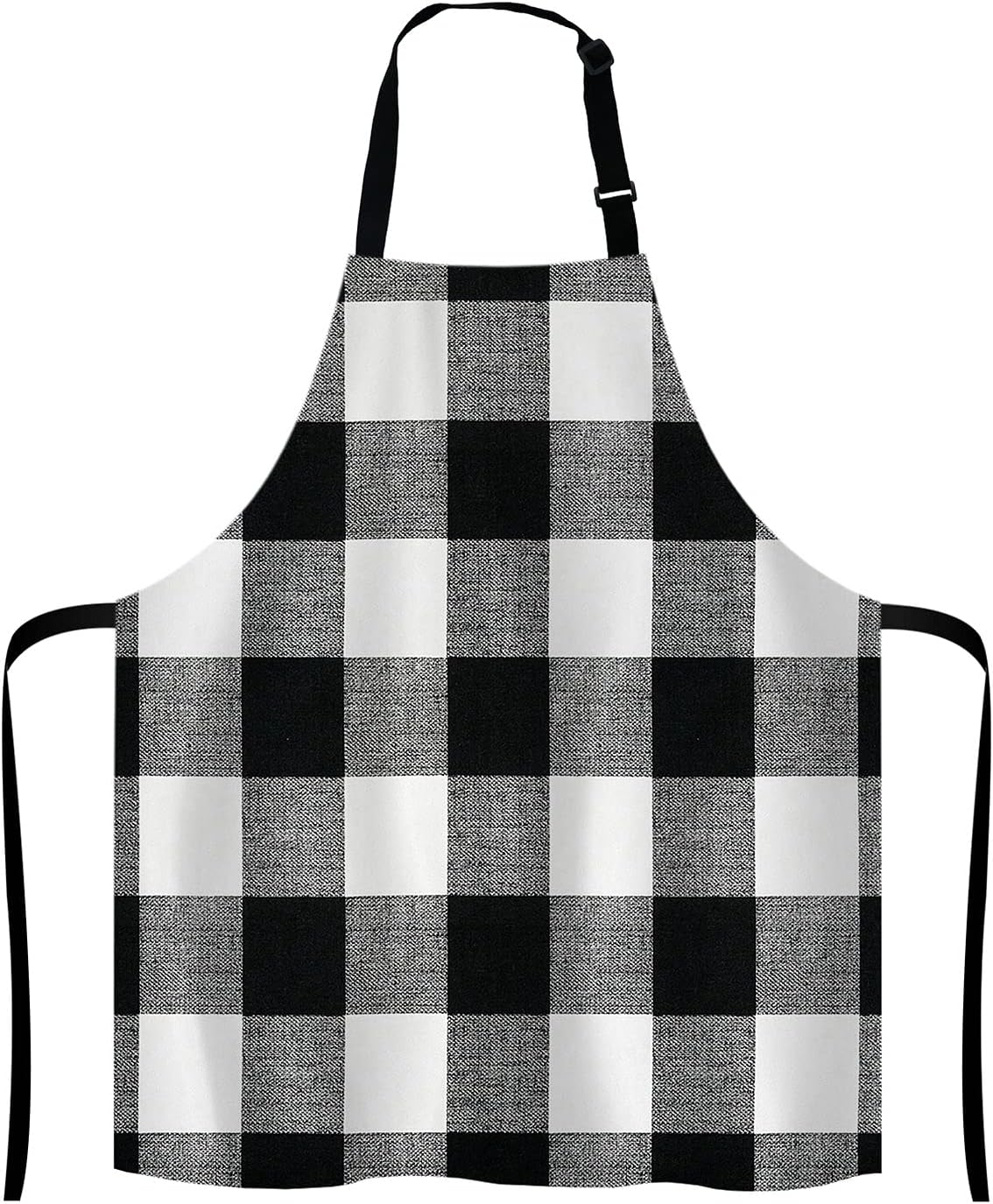 Black and White Buffalo Plaids Bib Apron with Adjustable Neck for Men Women,Suitable for Home Kitchen Cooking Waitress Chef Grill Bistro Baking BBQ Cobbler Apron