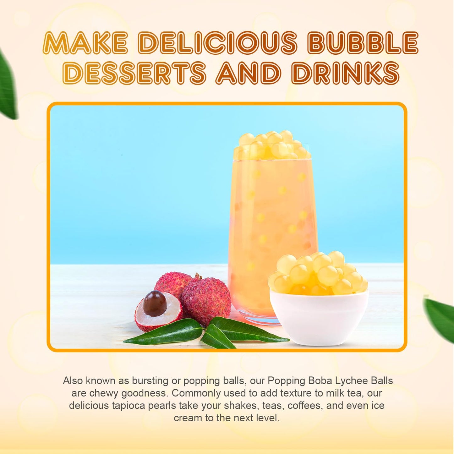 Fanale Lychee Popping Boba Pearls, Vegan, Non GMO, Gluten Free, Fat Free, Perfect for Bubble Tea, Smoothies, Ice Cream, Desserts, and Beverages 1lb x 12.