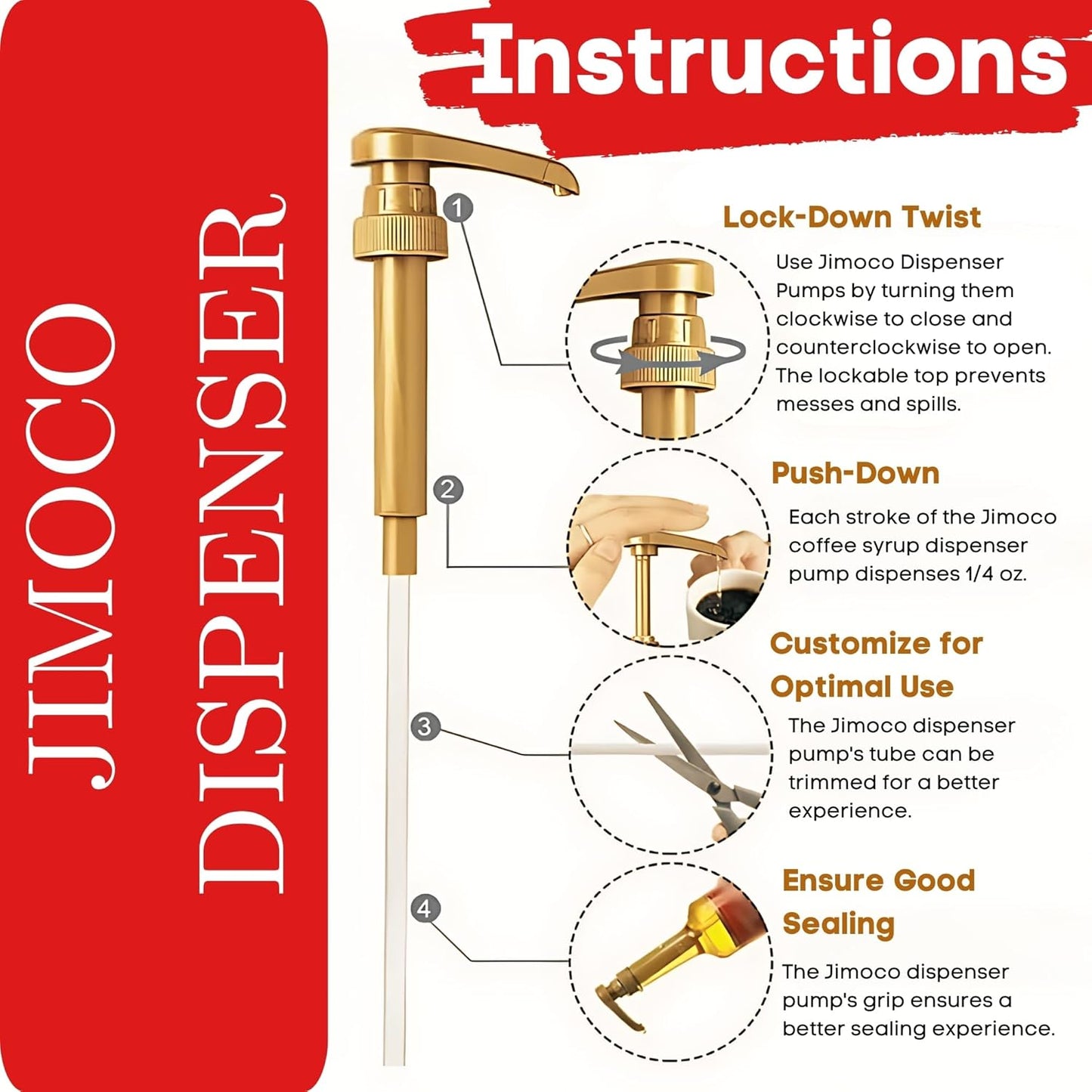 Jimoco® Syrup Pump Dispenser + Torani® Dragon Fruit Syrup, 25.4 oz - Coffee Syrup Pump & Flavoring Bundle