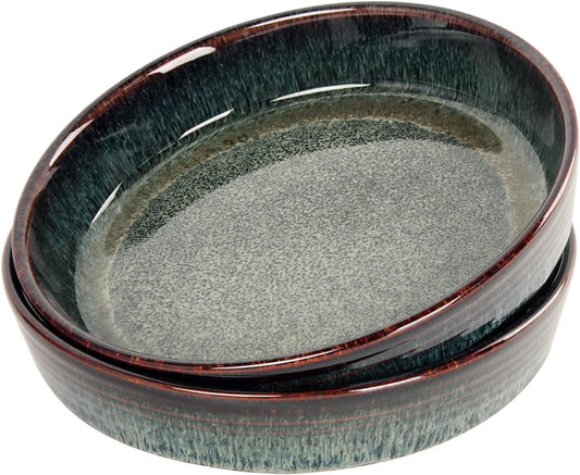 Ceramic Pie Pan Quiche Baking Dish Set of 2, Round 7.5 Inch Au Gratin Baking Dishes, 17 Ounces Non-Stick Tart Pan, Pie Plate for Apple, Oven, Dishwasher and Microwave Safe