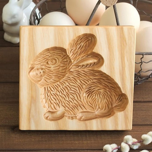 Wooden Cookie Biscuit Mold, 3D Baking Mold, Embossing Craft Decorating Baking Tool, Suitable for Halloween Thanksgiving Christmas Kitchen DIY (Rabbit 10 * 10 * 2)