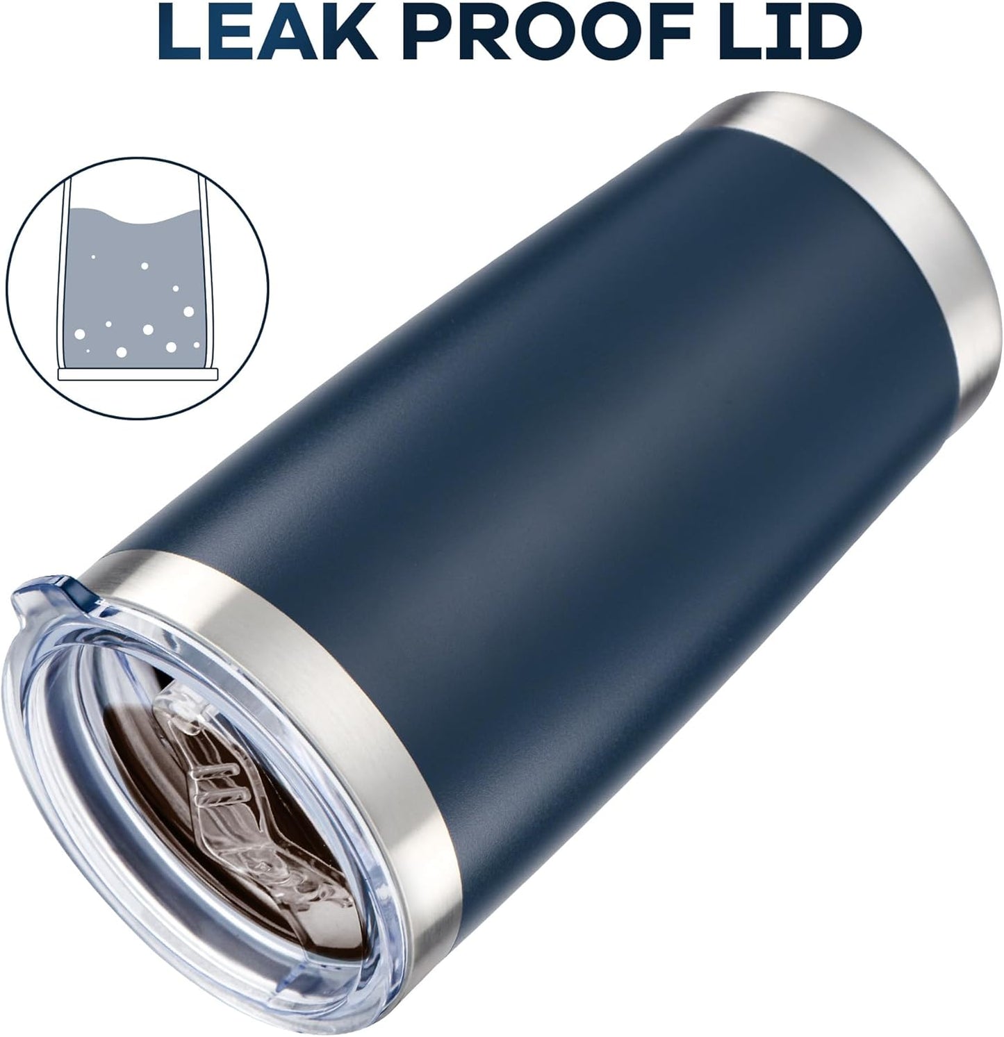 20 oz Tumbler with Lid Stainless Steel Double Wall Vacuum Insulated Tumblers Powder Coated Cups Travel Mug Keep Drinks Cold and Hot, Navy