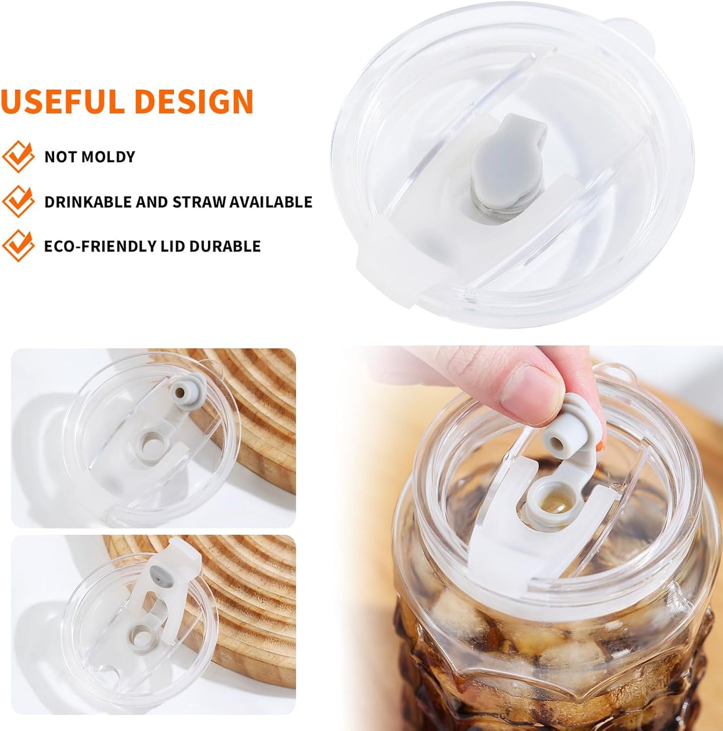 Jiuchen 4-Pack 18oz Borosilicate Glass Cups with Leakproof Lids & Straws,Multi-Use Tumblers for Office and Home - Iced Coffee, Smoothies, Cocktails, Juice, Iced Tea & Protein Shakes, Dishwasher Safe