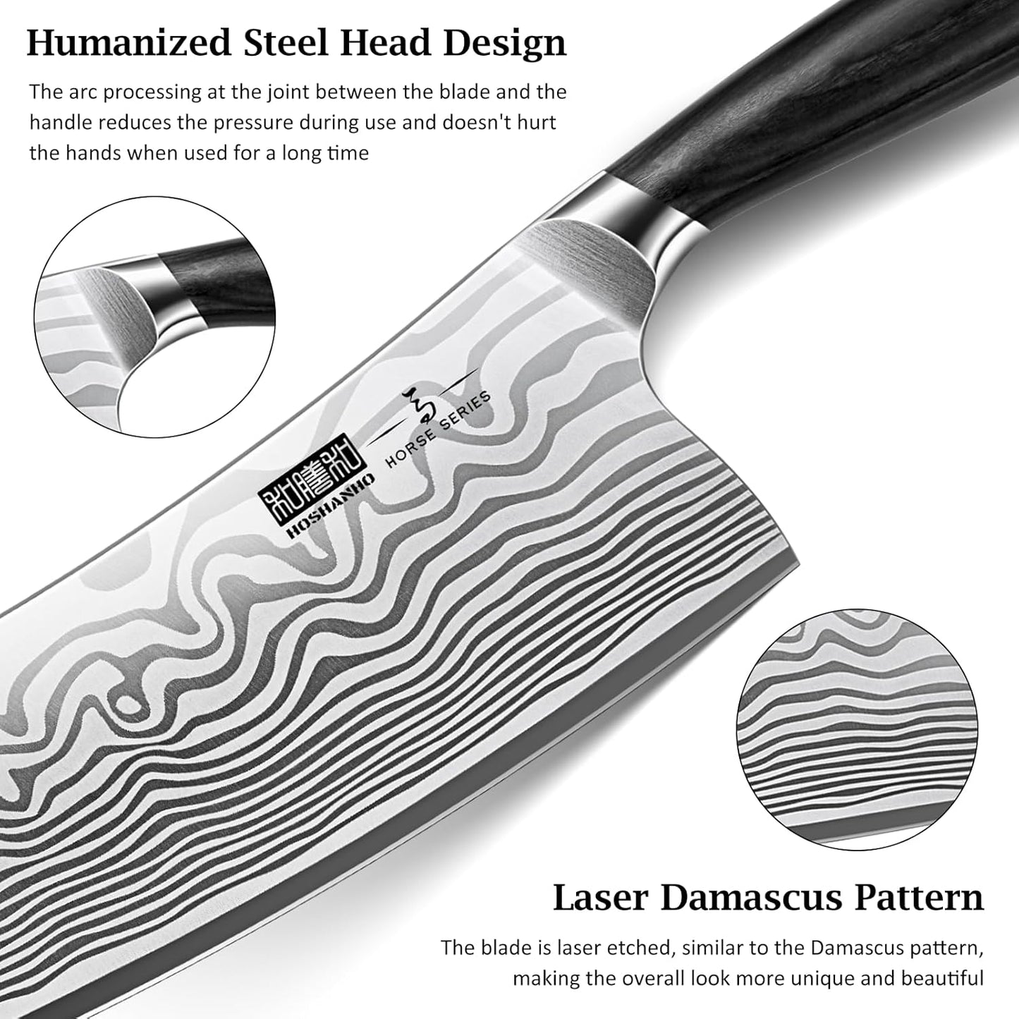 Cleaver Knife 7 Inch, Razor Sharp High Carbon Powder Steel Meat Cleaver, Professional Butcher Chopper Kitchen Knife for Meat Cutting Vegetable Slicing