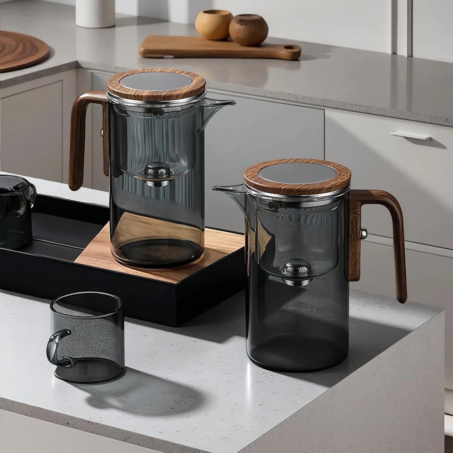 Enchanti Tea Pot, Creative Witchcraft Magic Glass Teapot, Detachable Loose Tea Glass Tea Infuser, Ideal for Tea Steeper-20oz (approx. 600 ml)(Gray)