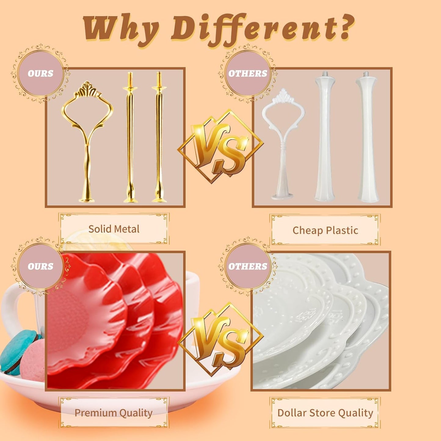 3 Tier Cupcake Stand Holder, Plastic Cup Cake Stand Tower with Tiered Serving Tray for Cupcakes, Donuts, Fruits and More, Red