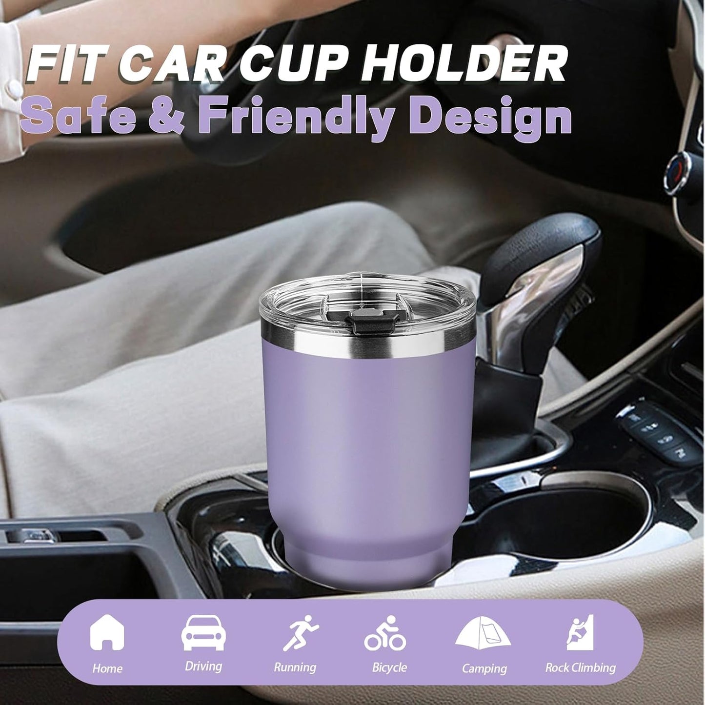 30 oz Tumbler with Lids and Straws, Stainless Steel Insulated Coffee Tumbler, Double Wall Vacuum Insulated Travel Mug Cup, Leakproof Thermal Coffee Cup for Hot and Cold Drinks (Light Purple)