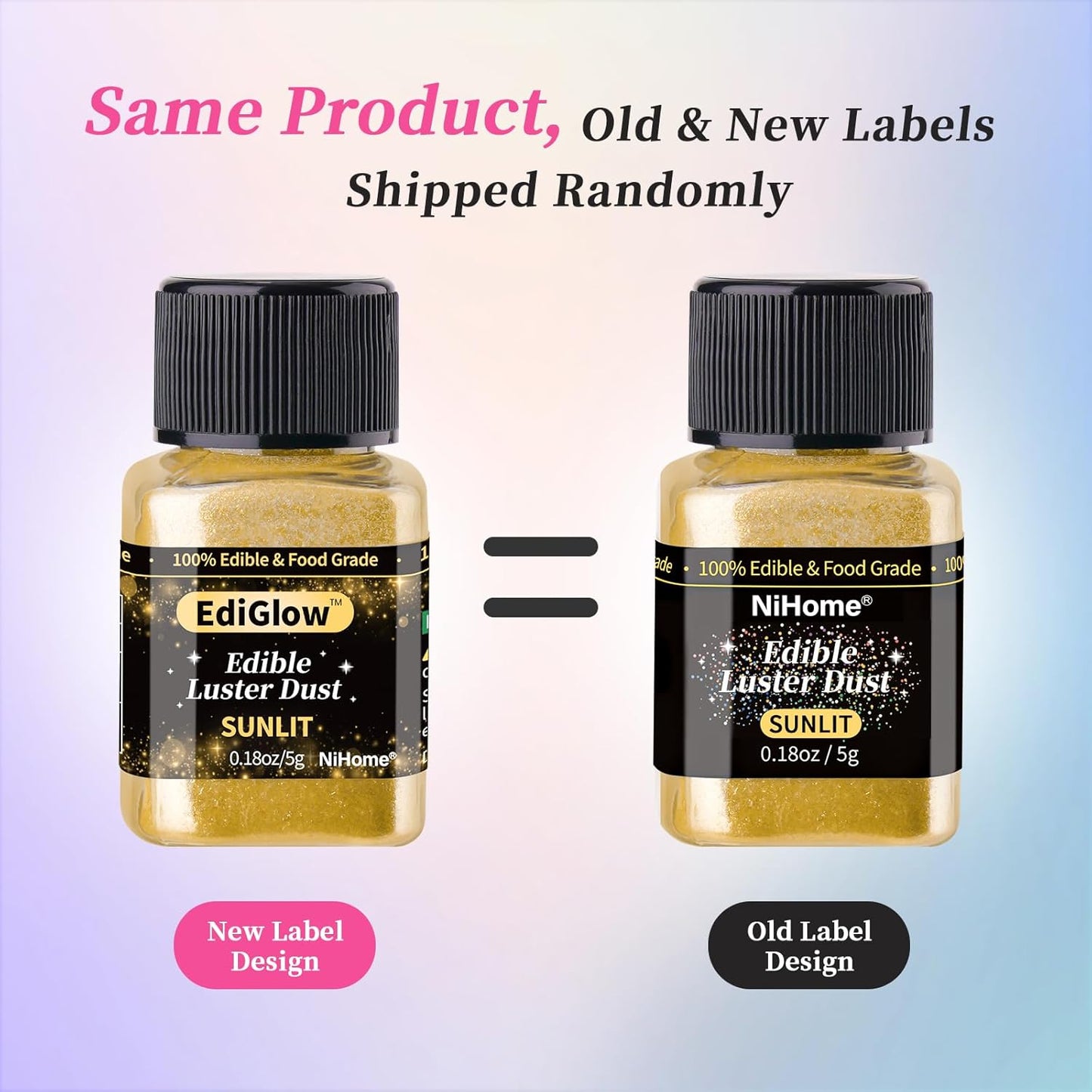 NiHome Edible Food-Grade Glimmer Powder Glitter Luster Dust Metallic Food Decorating Sprinkle Glimmery Dust for Drink Wine Beverage Cake Candy Dessert Bakery Restaurant Vegan (0.18oz/5g, Rose Gold)