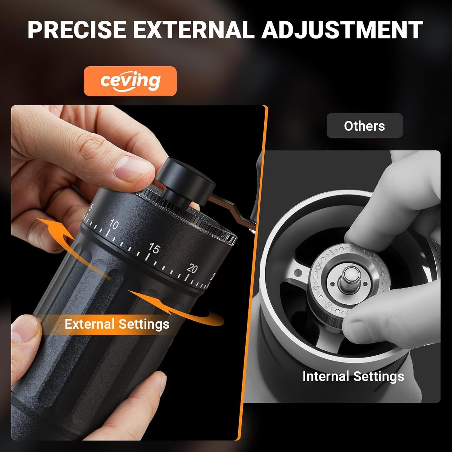 Mini Manual Coffee Grinder with CNC Stainless Steel Conical Burr & 40 Adjustable Settings, Portable Hand Coffee Bean Mill with 30g Capacity & Crank, Great for Travel, Camping, Espresso, Pour Over, etc