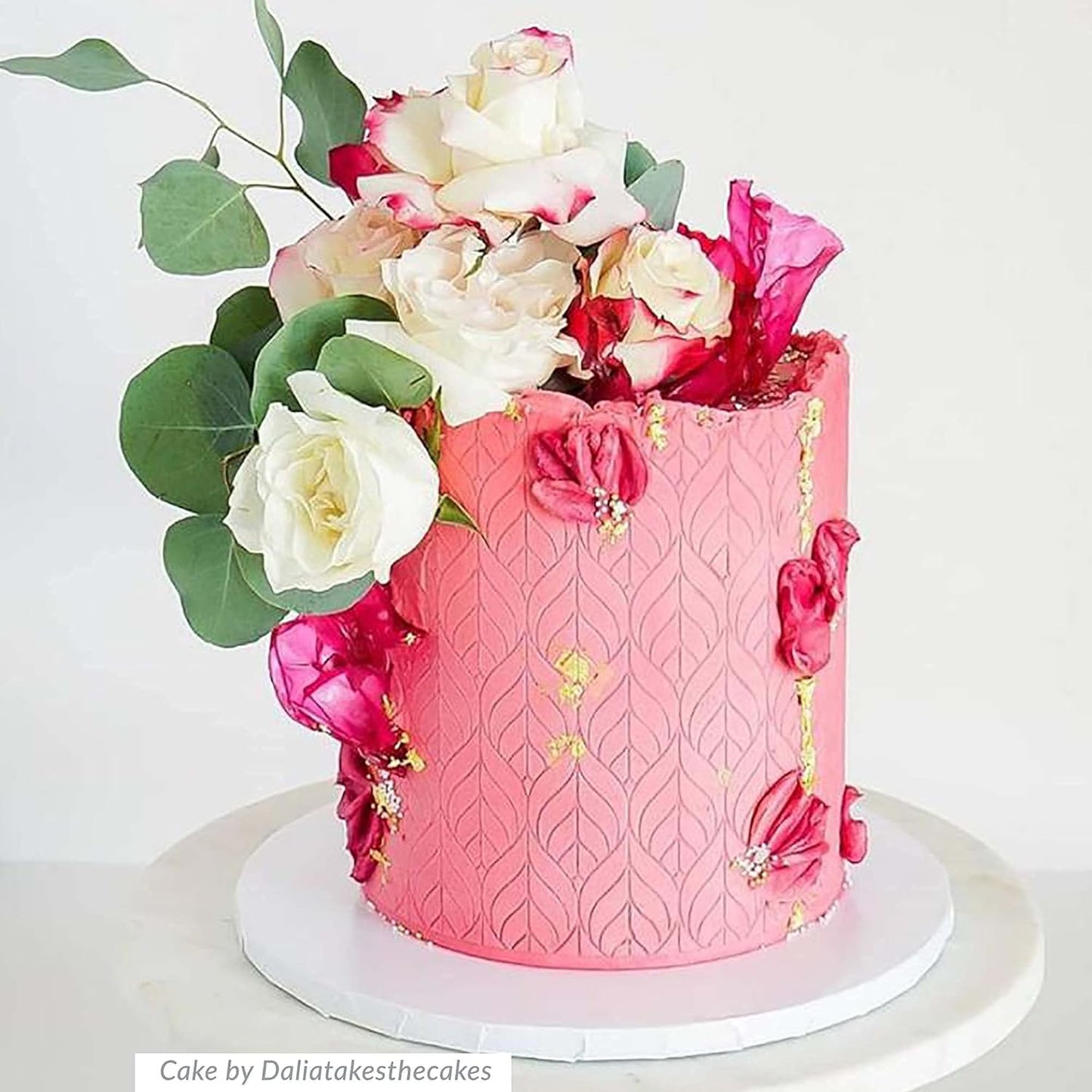 Cake Baking Stencil - Seamless Delicate Pattern for Decorating Tall Double Barrel Cake to Use with Buttercream, Royal Icing, Ganache, Paint, Airbrush (Lumina)