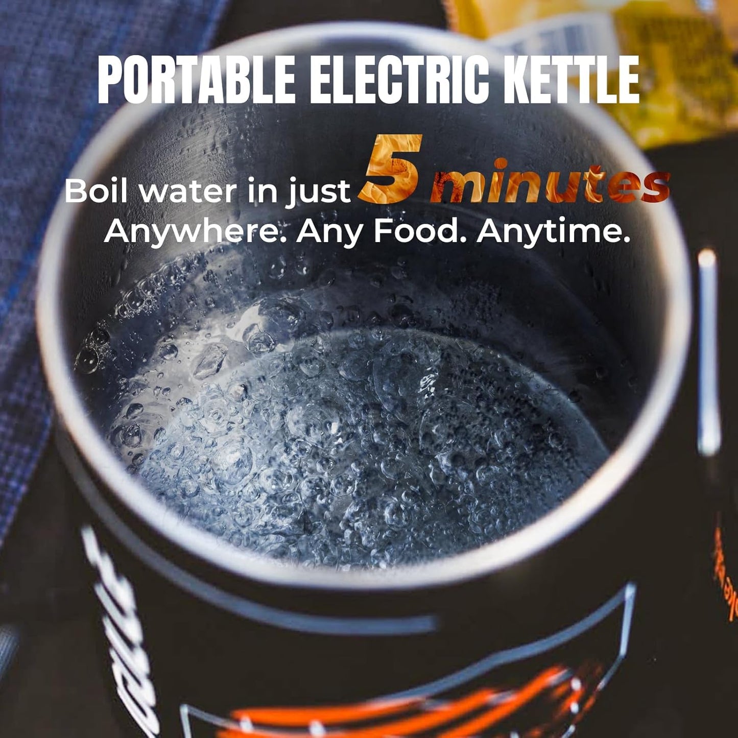 Electric Kettle, Portable Water Boiler for Coffee & Tea, 304 Stainless Steel Mini Tea Kettle, 500W Fast Boiling Water with Auto Shut-Off, Camping & Travel Essentials