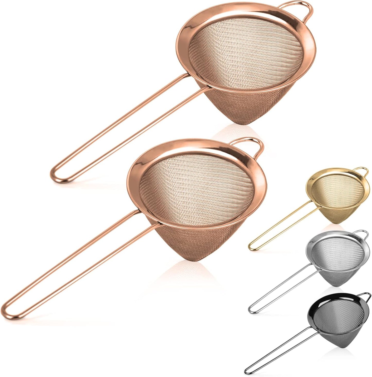 2 Pack Stainless Steel Small Food Strainer, Fine Mesh Sieve with Long Handle, Cocktail Strainer For Cocktails, Tea Herbs, Coffee & Drinks, Rust Proof & Great as Tea Strainer, 3.5inch