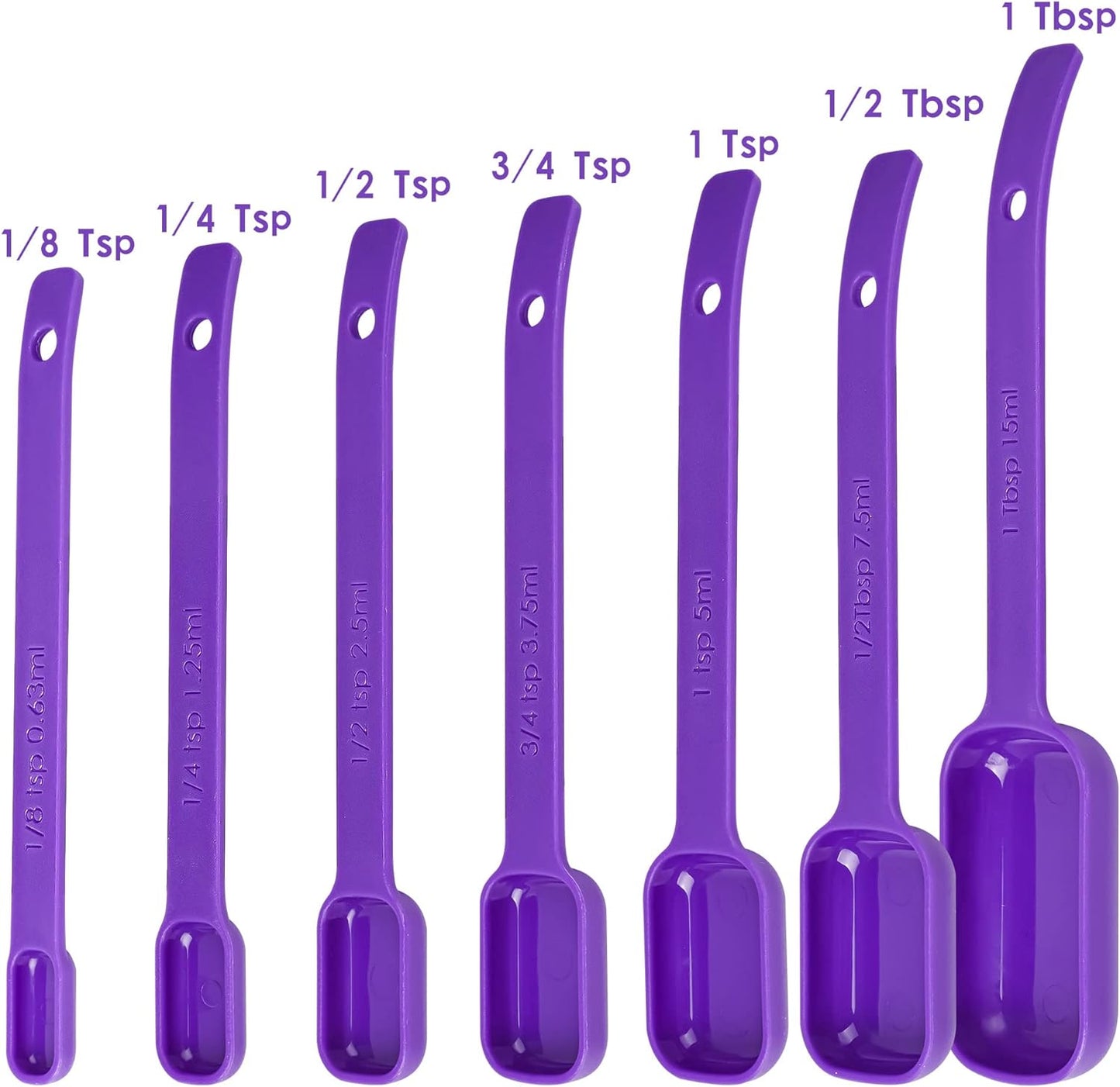 Plastic Measuring Cups and Spoons Set 15, 7 Dry&Liquid Measuring Cup Spoon Set, 7 Spice Long Handle Measuring Spoons with 1 Leveler for Kitchen and Baking, Metric Measure Cups & Spoons Purple