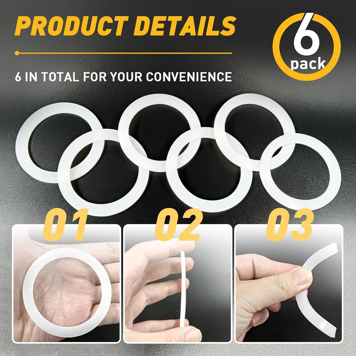 6 Pcs Gasket Seal Rings for Bialetti Moka Express Dama 9 Cups - Spare Food Grade Silicone Sealing Rings for Aluminium Stovetop Coffee Maker Pots