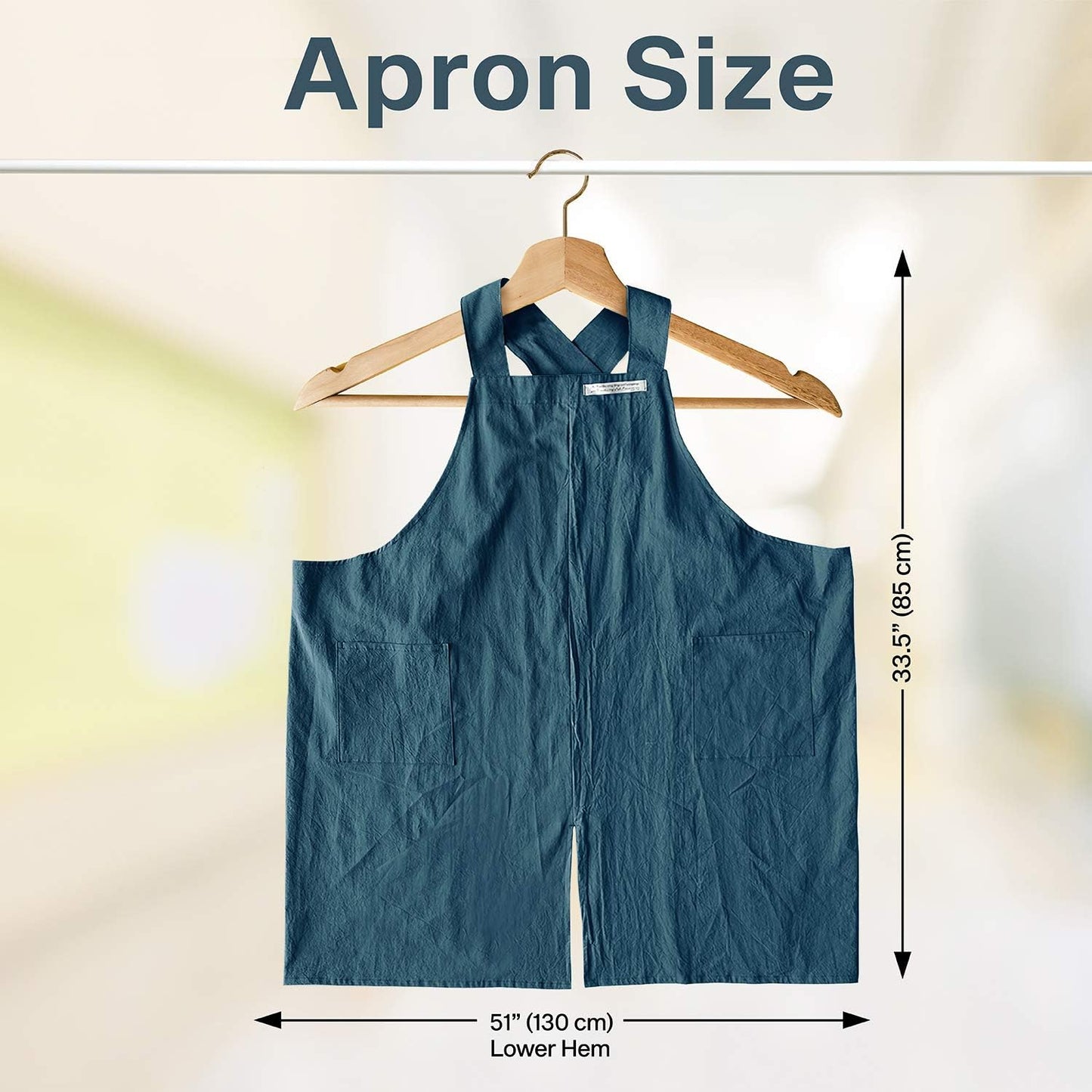 HANEE Cotton Aprons for Women and Men | Cross-Back Apron with Pockets