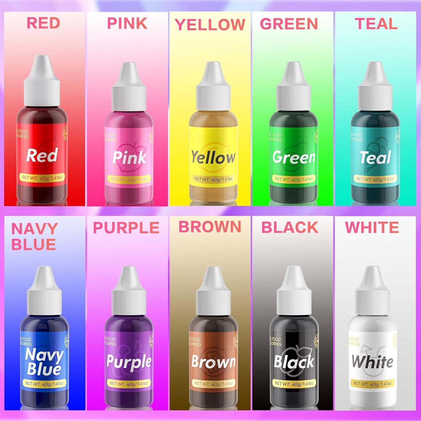 Gel Food Coloring for Cake Decorating - 40g Concentrated Assorted Edible Colors - Vibrant Tasteless Food Dye Professional-Grade Dye for Easter Eggs Fondant Cookies Frosting Royal Icing Baking - Teal