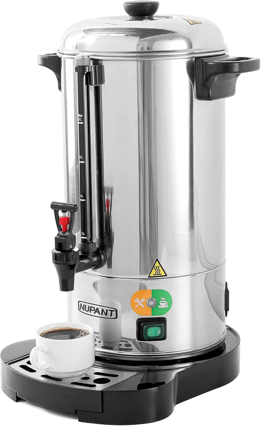 Commercial Coffee Urn 50 Cup/8L Coffee Dispenser with Upgraded Percolator, 304 Stainless Steel Hot Water Urn Beverage Dispenser with Keep Warm Mode, Large Coffee Maker for Catering Party