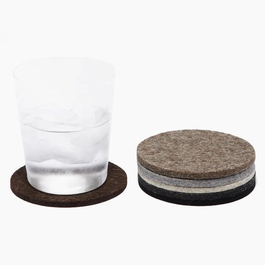 Graf Lantz - Bierfilzl Merino Wool Round Coasters Set of 6 - Earth (4" Circles) - Absorbs 30% of Weight - German Wool - Heat Resistant, Sustainable, & Reusable - Home Decor & Coffee Table Decor