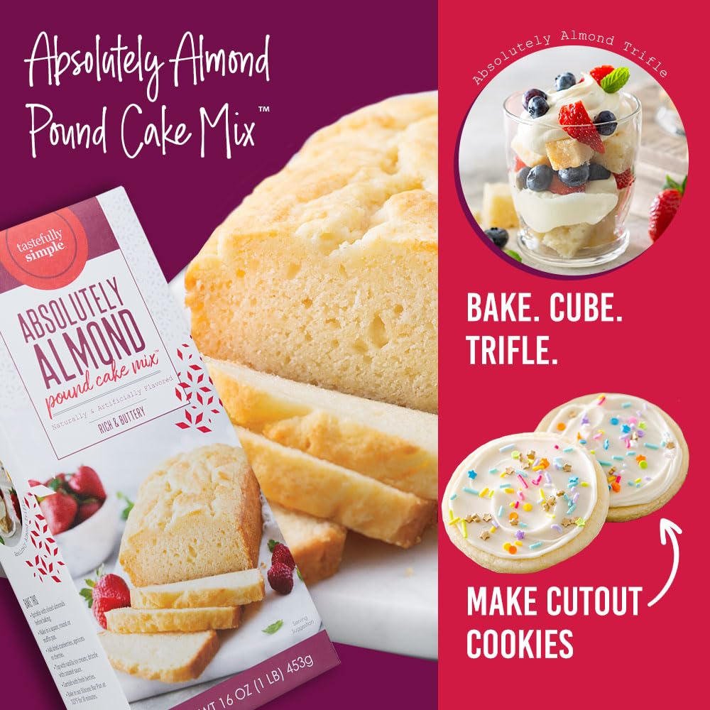 Tastefully Simple Absolutely Almond Pound Cake Mix, 16 Ounce (Pack of 2)