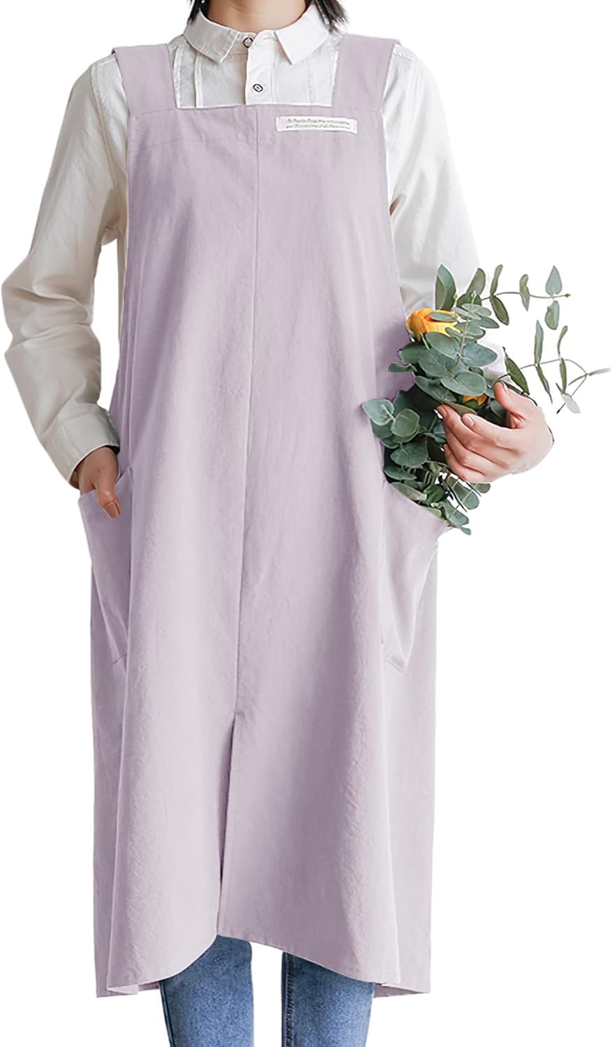 HANEE Cotton Aprons for Women and Men | Cross-Back Apron with Pockets