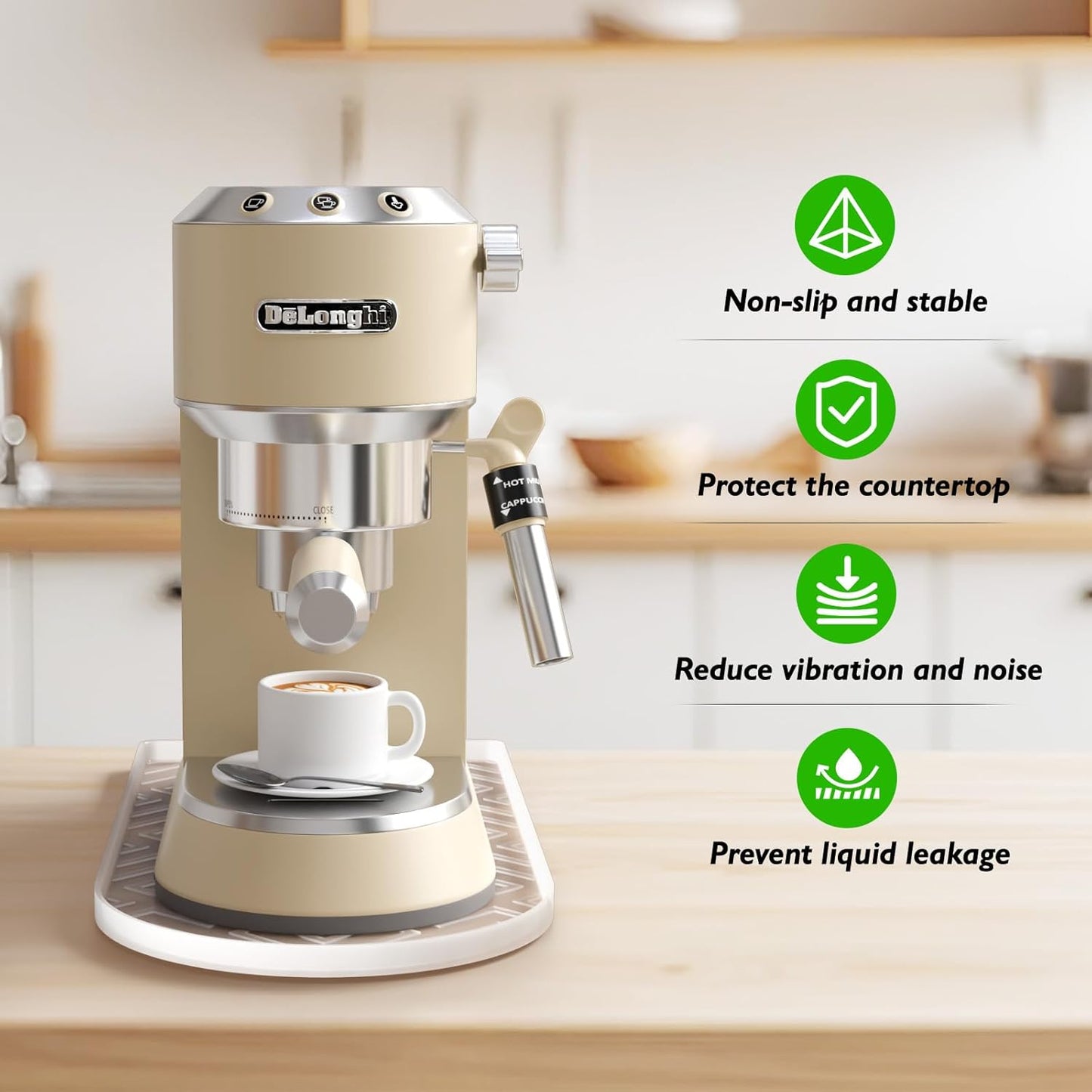 Silicone Coffee Mat,15.8"x 11.8"in Bar Mat for Countertop,Heat-Resistant,Non-Slip,Leak-Proof,Fit for Coffee Maker/Espresso Machine-Translucent