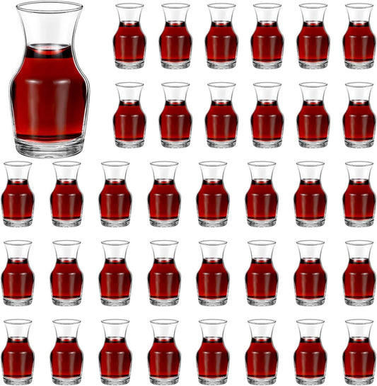 36 Pack Single Serving Wine Carafe Glass Small Mini Carafe Individual Wine Refill Decanter for Dinner Parties Tastings Bars Restaurants (6.5 oz)