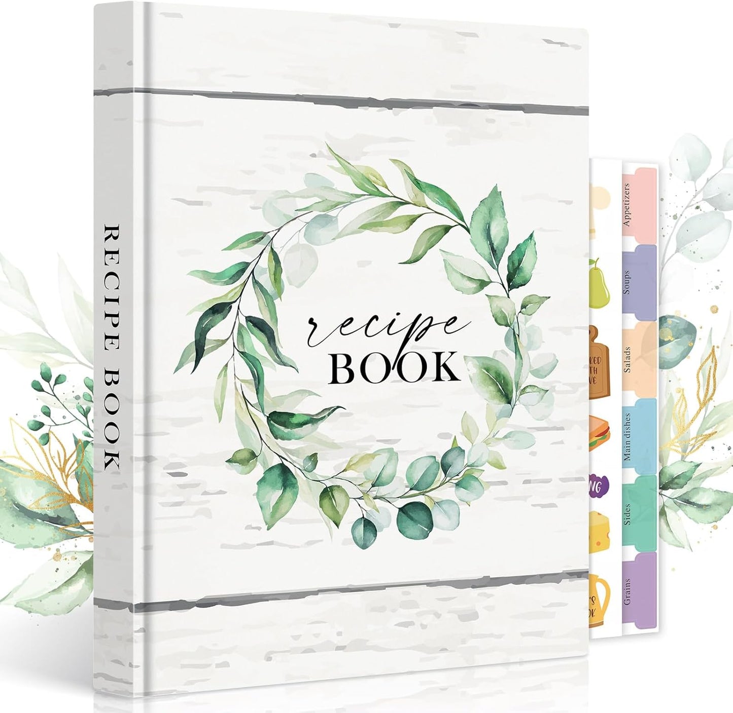 Lanpn B5 Blank Recipe Book Cookbook to Write in Your Own Recipes, Leather Cover Waterproof Empty Cooking Journal for 70 Recipes, Recipe Notebook with Stickers to Organize Your Family Recipes