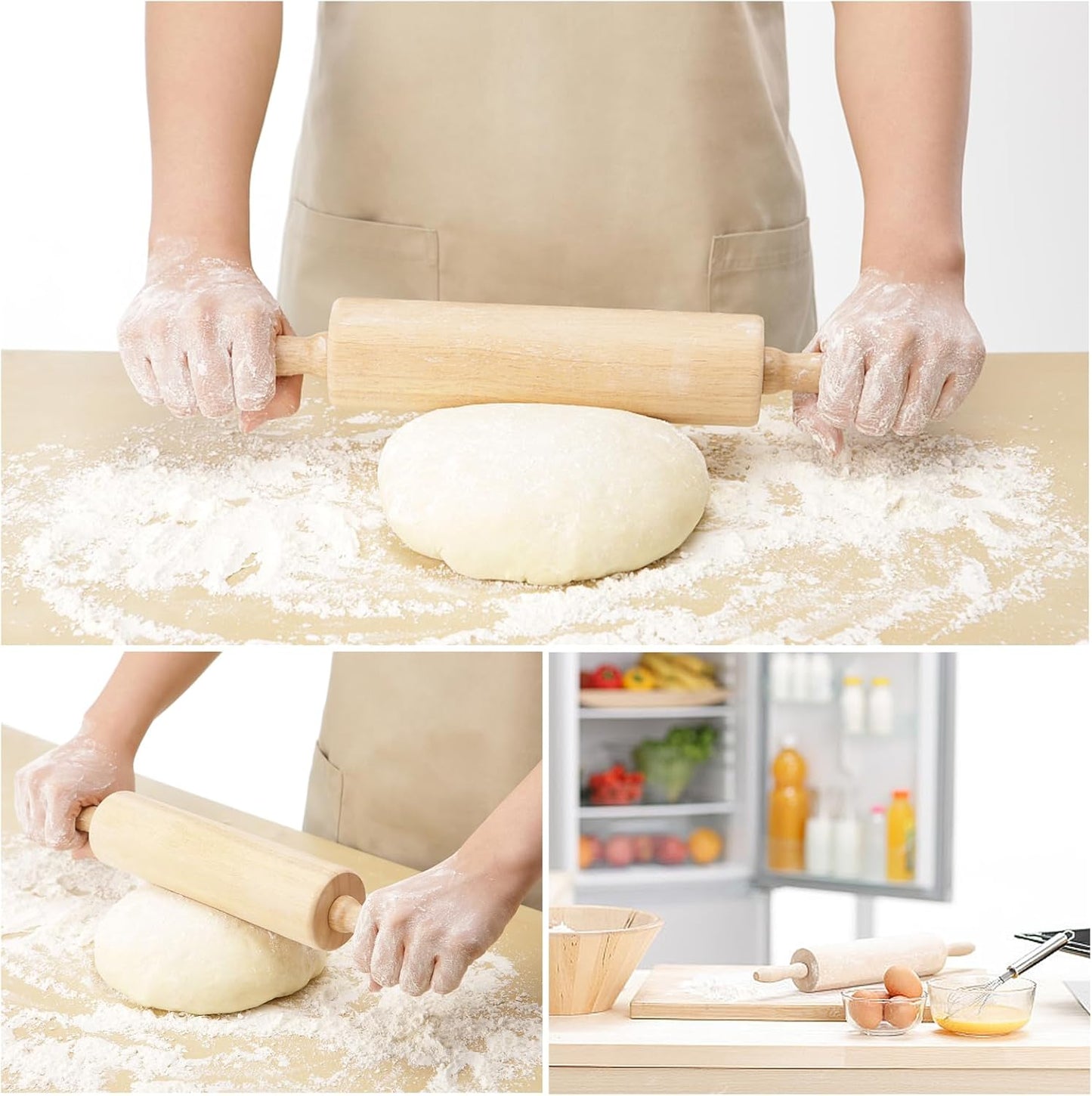 6 pcs 7 Inch Vintage Wooden Rolling Pin, Perfect for Kitchen Decoration, Tiered Tray Decor and Arts Crafts