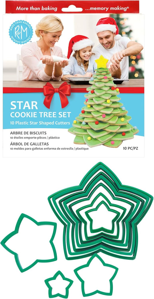 R&M International Star Tree Cookie Cutters to Make 3D Tree, 10-Piece Plastic Set