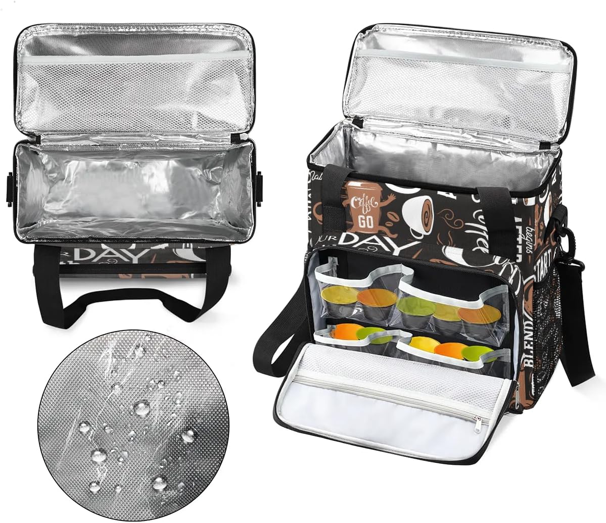 coffee cup coffee beans Coffee Maker Carring Bag Travel Carrying Storage Tote Bag Compatible with Keurig K-Mini or K-Mini Plus Portable Single Serve Coffees Brewer Case with Pockets for K-cup Pods