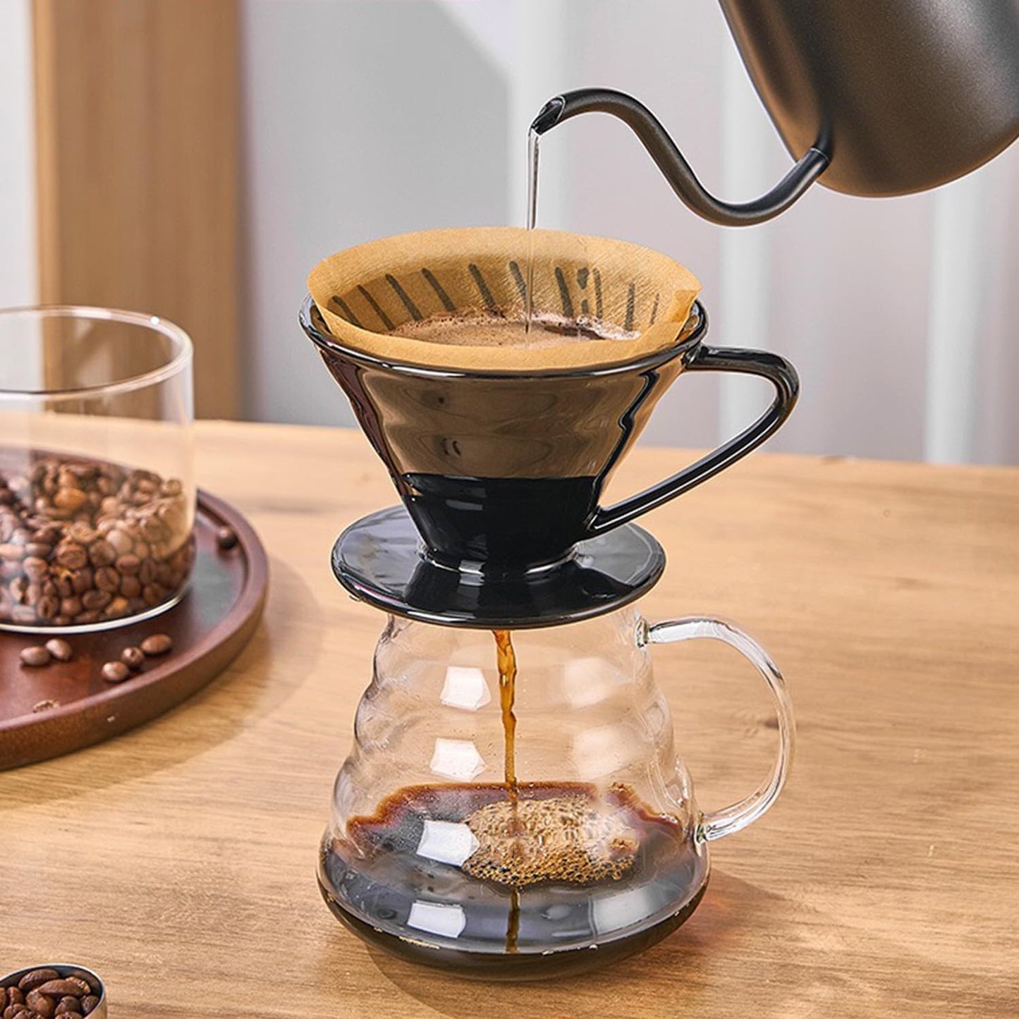 Pour Over Coffee Maker, Single Cup Coffee Dripper, Manual Porcelain Slow Brewing Accessories for Travel, Camping, Office, Home, Cafe, Coffee Gifts (Milky White, Large)