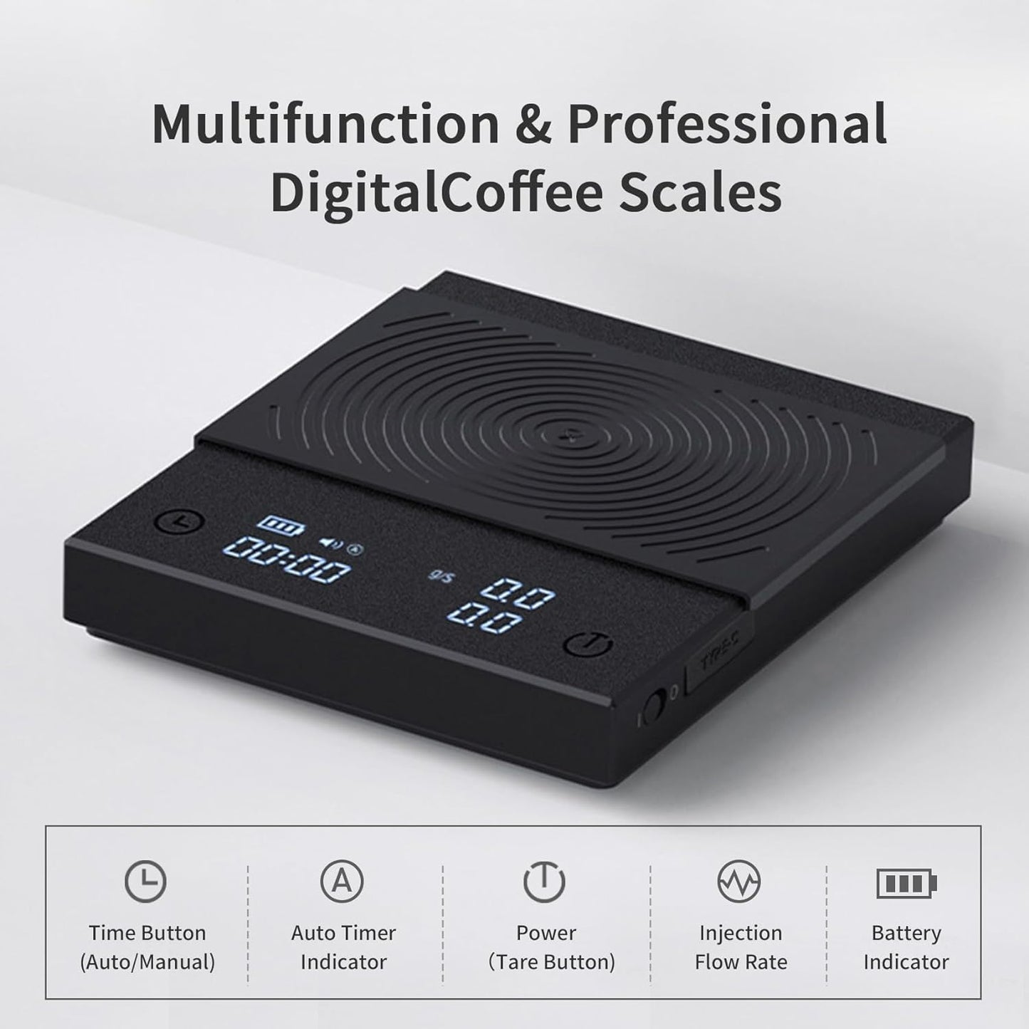 TIMEMORE Coffee Scale Basic 2.0 Electronic Espresso Scale with with Timer,2000 Grams and Water Flow Rate and Timer Function, Free Switching of Ounce/kg Units