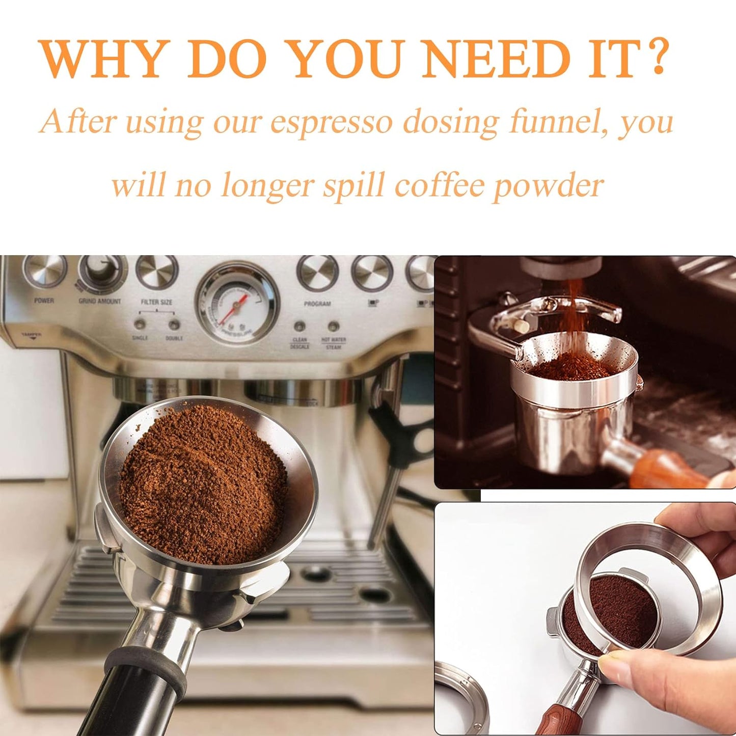 Espresso Dosing Funnel Precision Aluminum Alloy Coffee Dosing Ring Accessories Set for Portafilter Hands-Free (53cm)