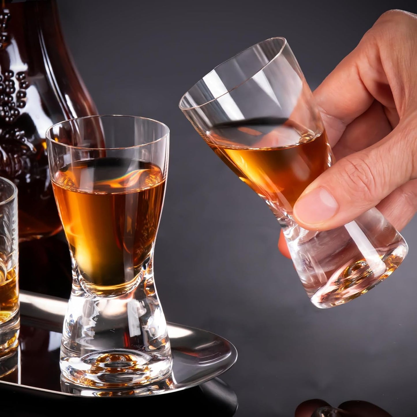 KAMMAK Shot Glasses Set of 2, 70ml/2.3oz Clear Espresso Shot Glass with Heavy Base for Bar Restaurants Home, Small Whiskey Shot Glass for Vodka, Whiskey, Tequila, Spirits & Liquors