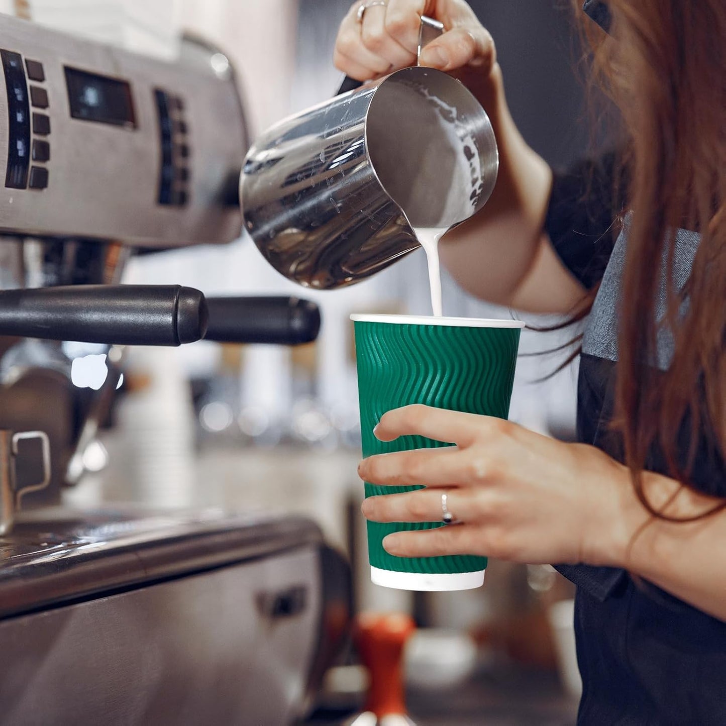 MUCHII 16 oz Paper Coffee Cups, 90 Count Multicolor Disposable Insulated Ripple Paper Cups for Hot Chocolate and Tea