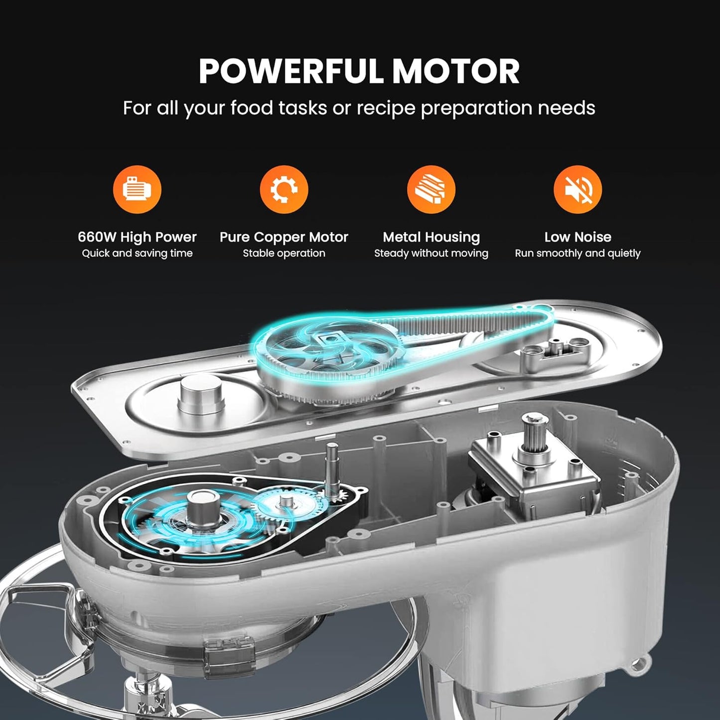 VIVOHOME Stand Mixer, 660W 10 Speed 6 Quart Tilt-Head Kitchen Electric Food Mixer with Beater, Dough Hook, Wire Whip and Egg Separator, Silver