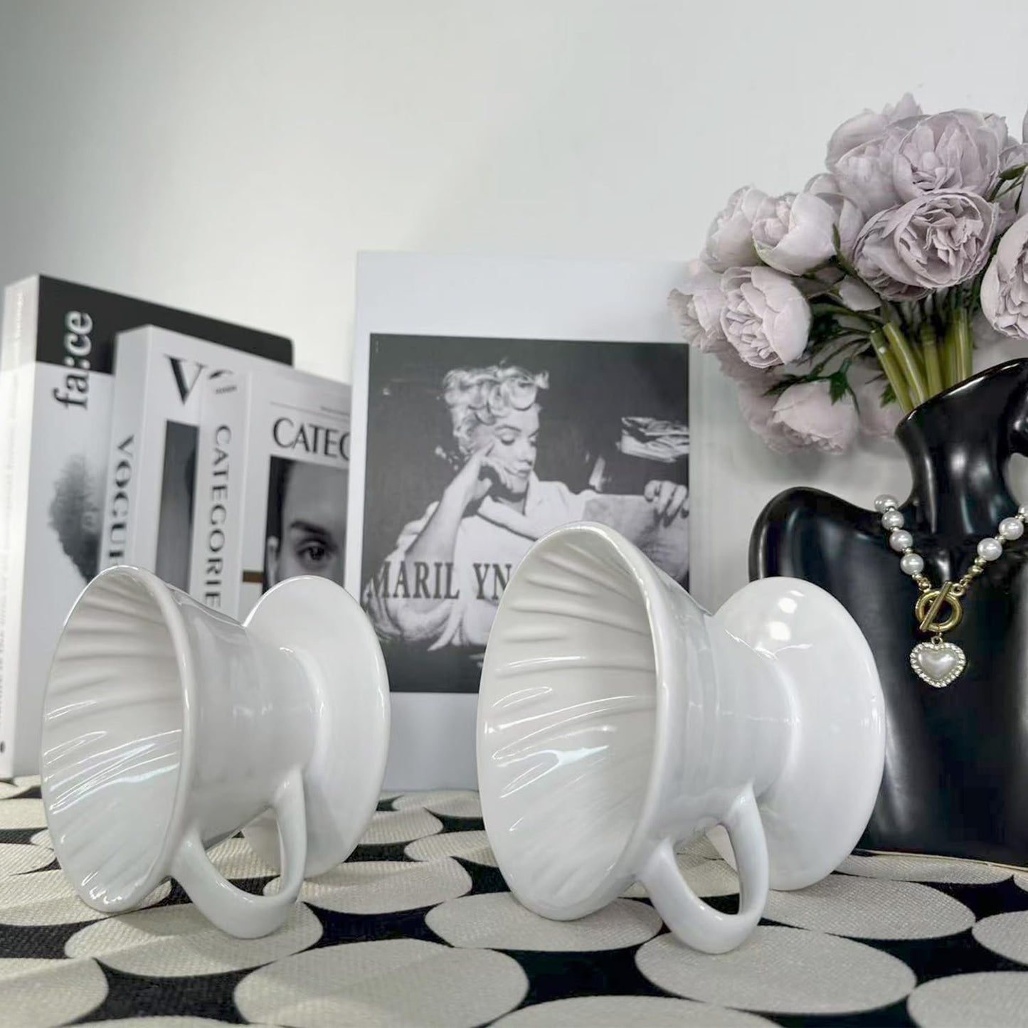 Pour Over Coffee Maker, Single Cup Coffee Dripper, Manual Porcelain Slow Brewing Accessories for Travel, Camping, Office, Home, Cafe, Coffee Gifts (White, Large,2-4Cups)