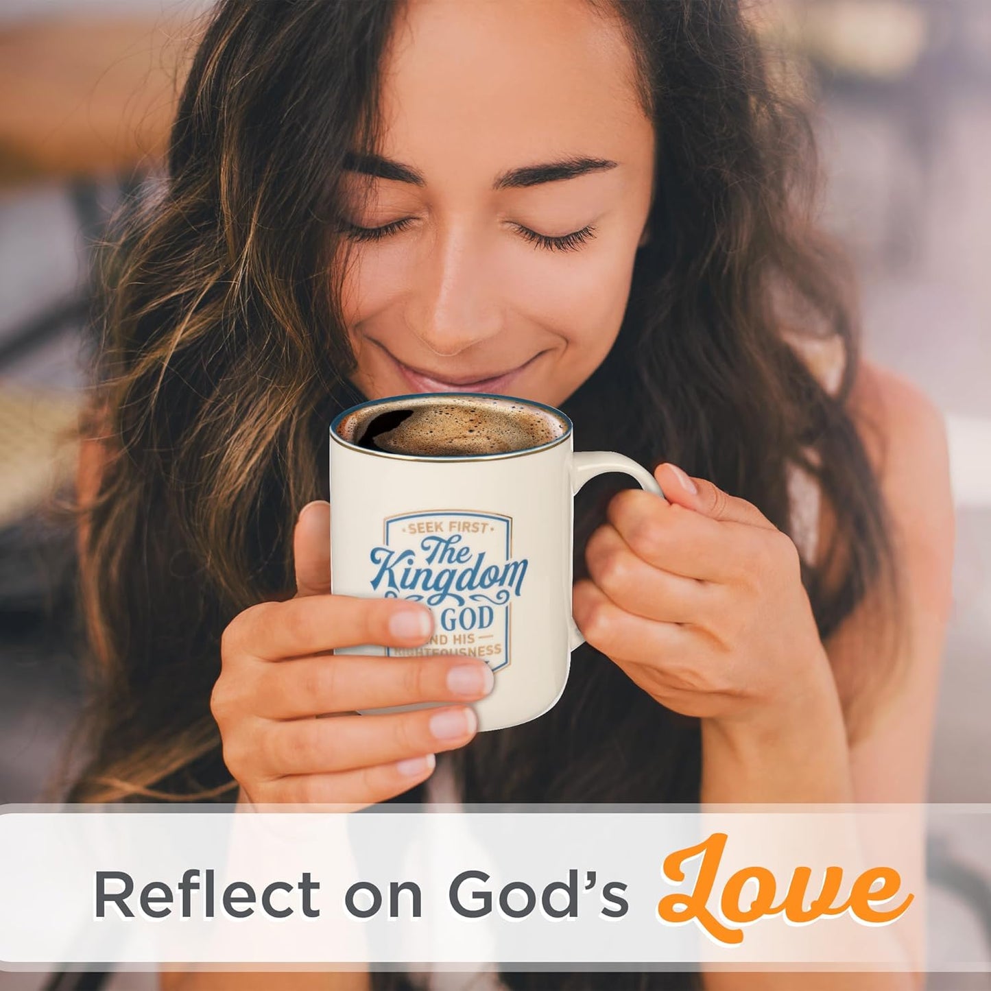 Christian Art Gifts Royal Blue Ceramic Coffee Mug – 14 oz. Lead and Cadmium-free, Non-toxic Inspirational Scripture Coffee and Tea Mug for Women with Bible Verse: The Kingdom of God – Matthew 6:33