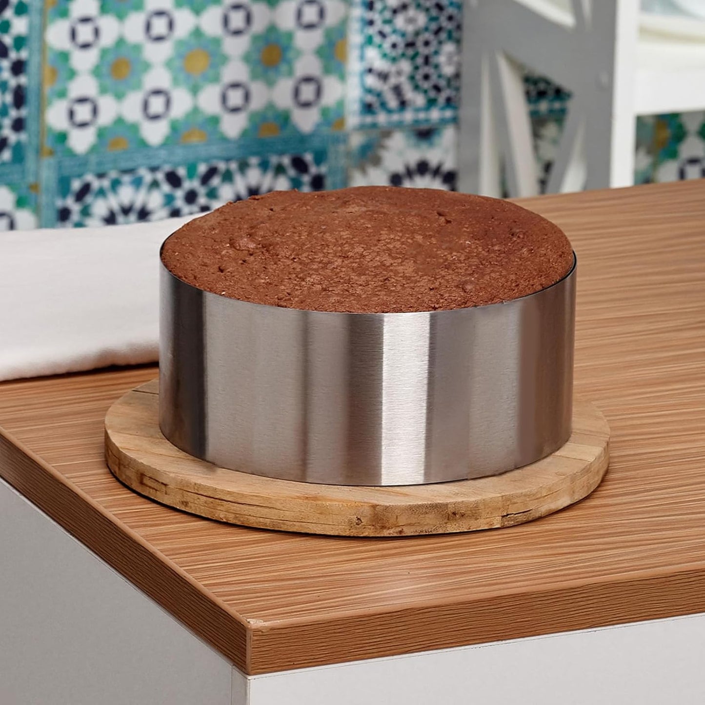 HARFINGTON Round Cake Ring 10 x 2.75 Inch Seamless Stainless Steel Pastry Mousse Dessert Ring Mirror Coating for Baking Cooking Making Tool