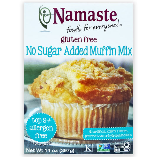 Namaste Foods, Gluten Free No Sugar Added Muffin Mix, 14-Ounce Bags (Pack of 6)