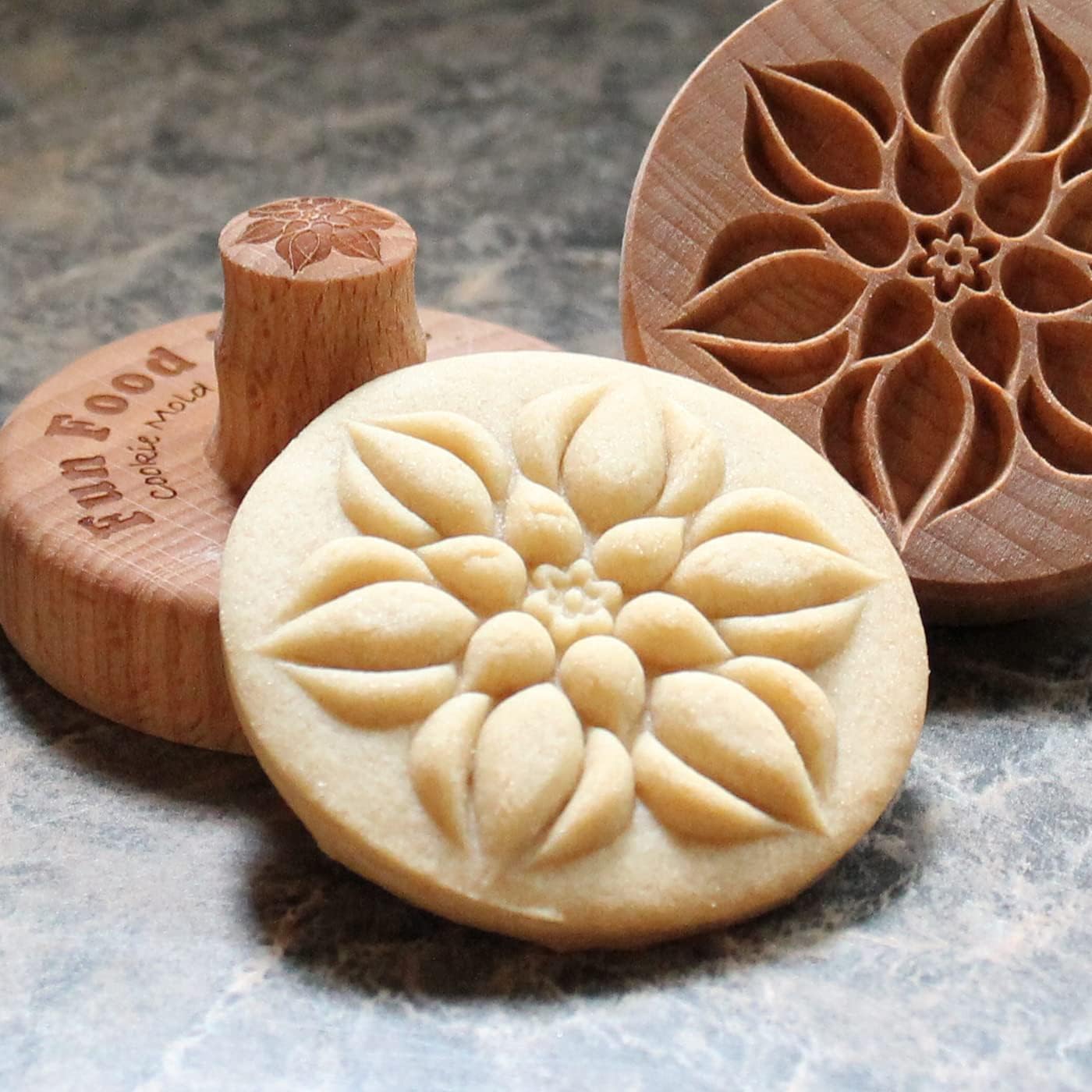 Wood Cookie Stamp, 2.5 Inch (Lotus Bud CS-039)