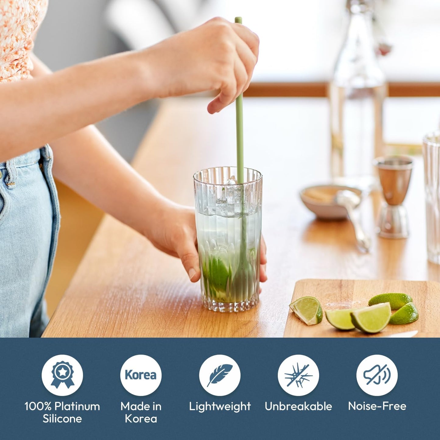 carrotez 9.9" Silicone coffee stirrer, Long Coffee Spoon, Reusable Iced Tea Spoon, Multipurpose Beverage Stirring Spoon - Green